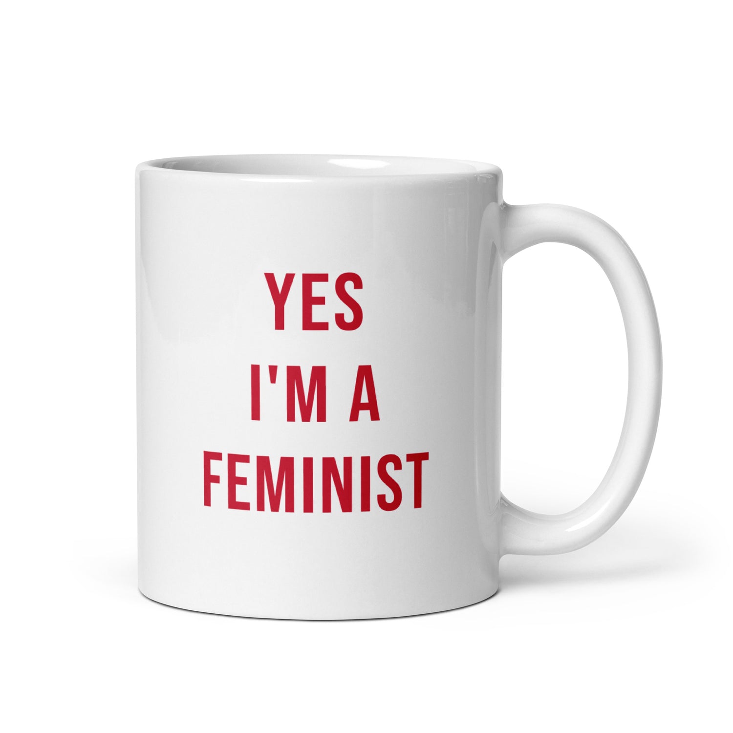 Yes I'm a Feminist Muki, Valkoinen-Punainen